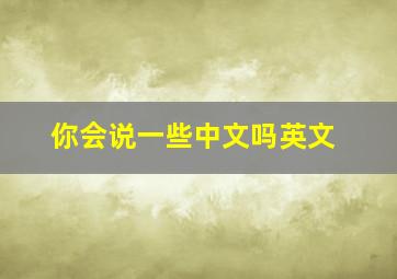 你会说一些中文吗英文