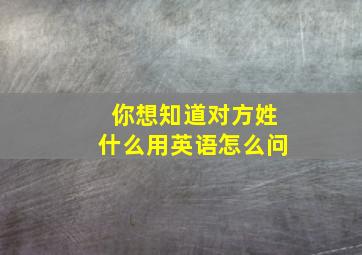 你想知道对方姓什么用英语怎么问