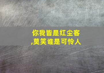 你我皆是红尘客,莫笑谁是可怜人