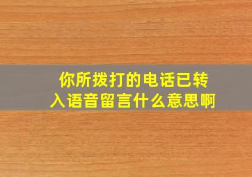 你所拨打的电话已转入语音留言什么意思啊