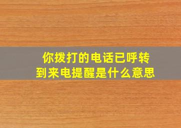 你拨打的电话已呼转到来电提醒是什么意思