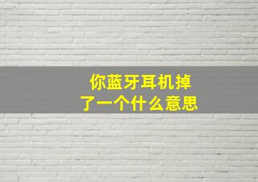 你蓝牙耳机掉了一个什么意思