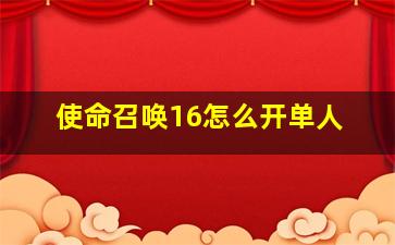 使命召唤16怎么开单人