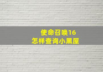 使命召唤16怎样查询小黑屋