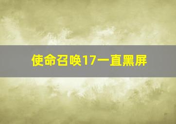 使命召唤17一直黑屏