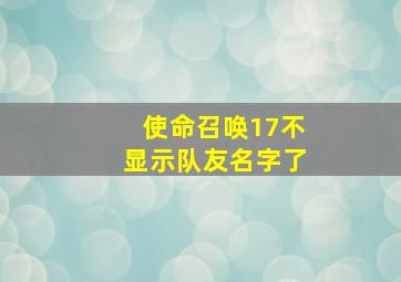 使命召唤17不显示队友名字了