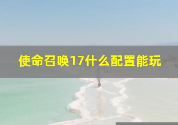 使命召唤17什么配置能玩