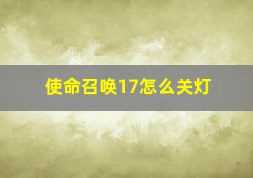 使命召唤17怎么关灯