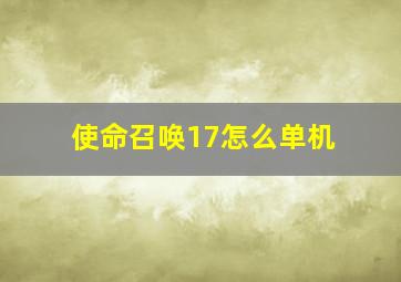 使命召唤17怎么单机