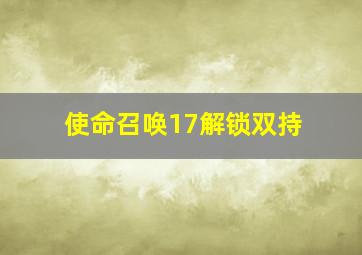 使命召唤17解锁双持