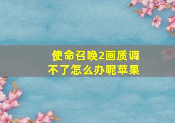 使命召唤2画质调不了怎么办呢苹果