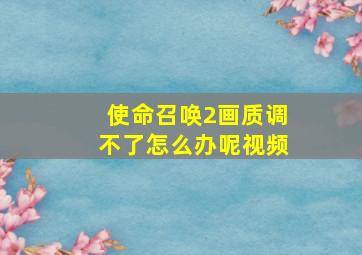 使命召唤2画质调不了怎么办呢视频