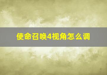 使命召唤4视角怎么调