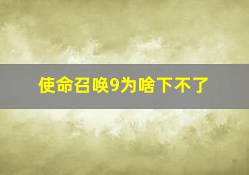 使命召唤9为啥下不了