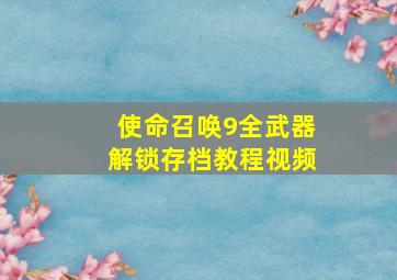 使命召唤9全武器解锁存档教程视频