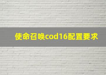 使命召唤cod16配置要求