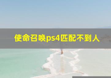 使命召唤ps4匹配不到人