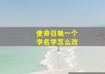 使命召唤一个字名字怎么改