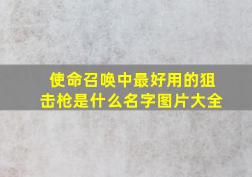 使命召唤中最好用的狙击枪是什么名字图片大全