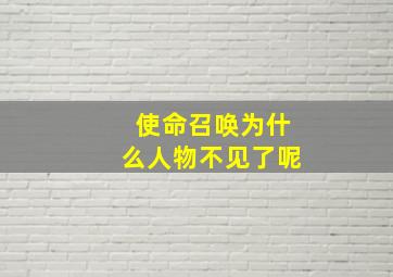 使命召唤为什么人物不见了呢