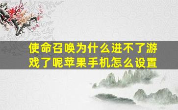 使命召唤为什么进不了游戏了呢苹果手机怎么设置