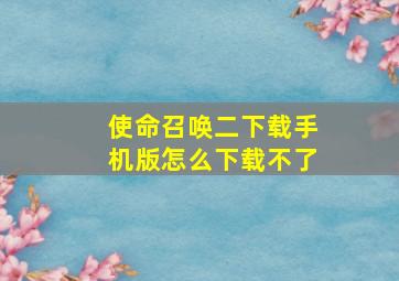 使命召唤二下载手机版怎么下载不了