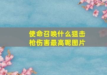 使命召唤什么狙击枪伤害最高呢图片