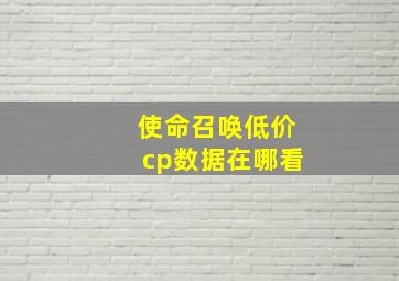 使命召唤低价cp数据在哪看