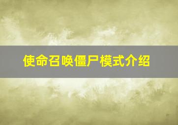 使命召唤僵尸模式介绍