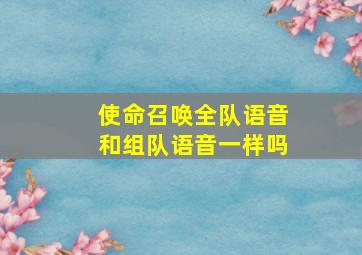 使命召唤全队语音和组队语音一样吗