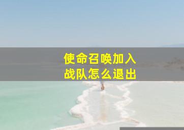 使命召唤加入战队怎么退出