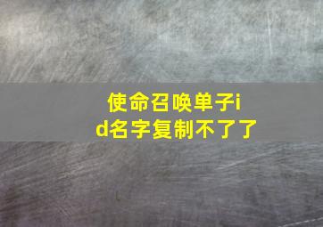 使命召唤单子id名字复制不了了