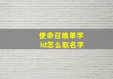 使命召唤单字id怎么取名字