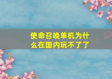 使命召唤单机为什么在国内玩不了了