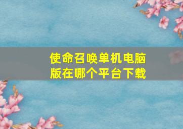 使命召唤单机电脑版在哪个平台下载