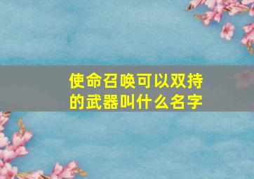 使命召唤可以双持的武器叫什么名字