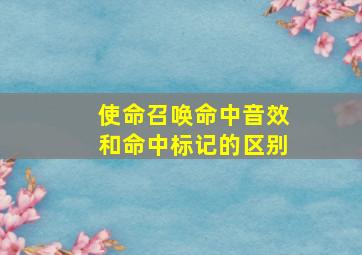 使命召唤命中音效和命中标记的区别