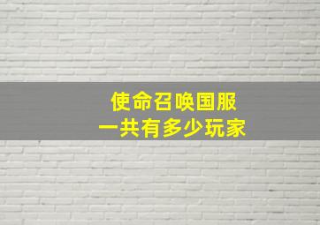 使命召唤国服一共有多少玩家