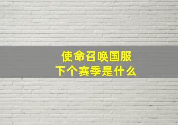 使命召唤国服下个赛季是什么