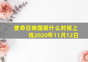 使命召唤国服什么时候上线2020年11月12日