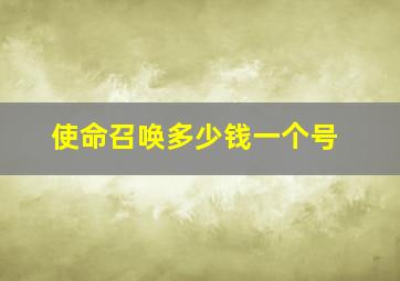 使命召唤多少钱一个号