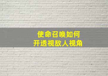 使命召唤如何开透视敌人视角