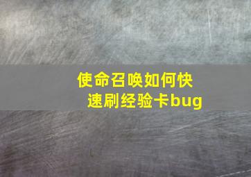 使命召唤如何快速刷经验卡bug