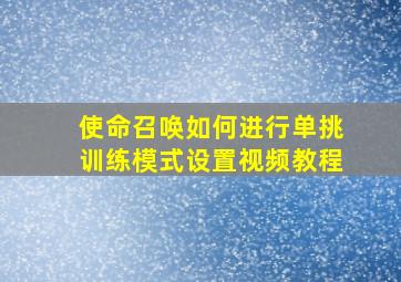 使命召唤如何进行单挑训练模式设置视频教程