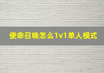 使命召唤怎么1v1单人模式