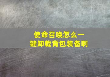 使命召唤怎么一键卸载背包装备啊