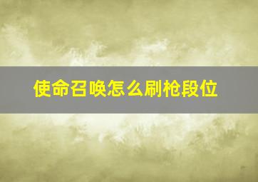 使命召唤怎么刷枪段位