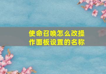 使命召唤怎么改操作面板设置的名称