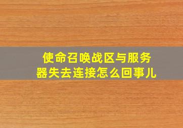 使命召唤战区与服务器失去连接怎么回事儿