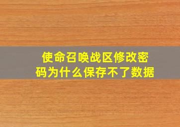 使命召唤战区修改密码为什么保存不了数据